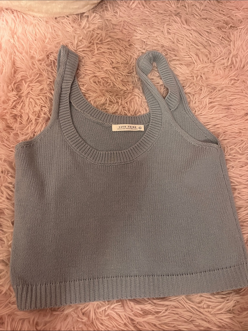 12th Tribe Light Blue Knit Tank Sweater